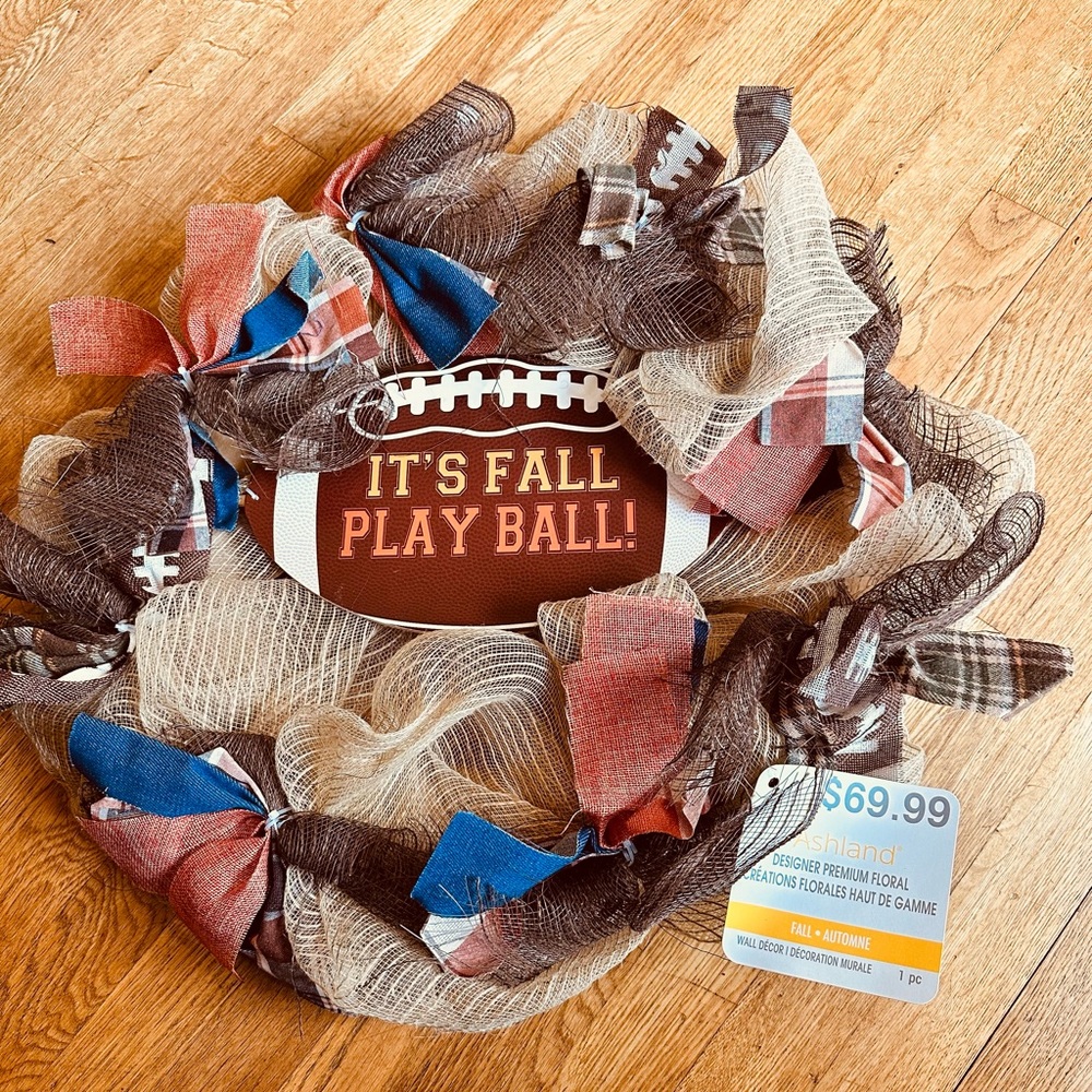 Fall Football/ Thanksgiving Wreath - Ashland 17inches in diameter